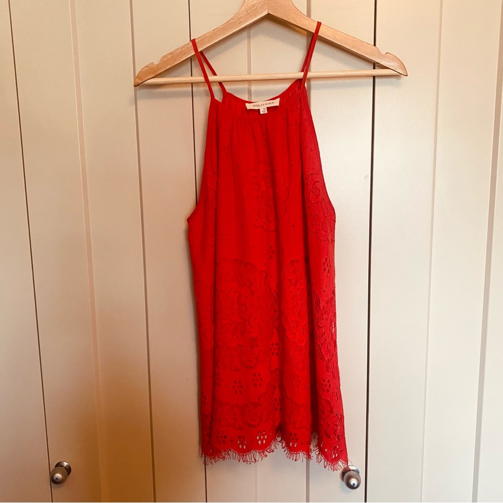 Red Lace Sleeveless Top